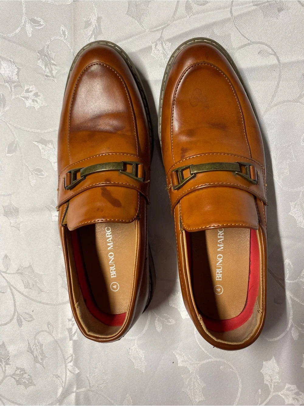 Youth Tan Dress Loafers with Metal Bit Accent